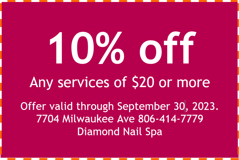 Coupon - Diamond Nails Bar Spa Lubbock TX 806-414-7779 – Beauty Spa ...